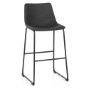 Chaise de Bar Métal Faux Cuir Antique - Bucket Gris