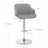 Chaise de Bar Chrome Velours - Dakota Gris