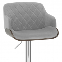 Chaise de Bar Chrome Velours - Dakota Gris
