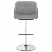 Chaise de Bar Chrome Velours - Dakota Gris