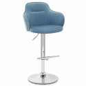 Chaise de Bar Chrome Velours - Vista Bleu