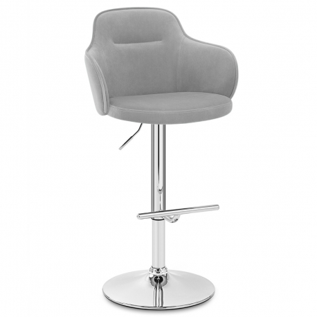 Chaise de Bar Chrome Velours - Vista Gris