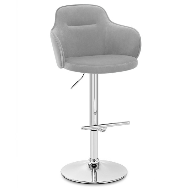 Chaise de Bar Chrome Velours - Vista Gris