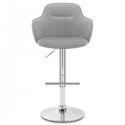 Chaise de Bar Chrome Velours - Vista Gris