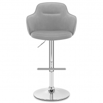 Chaise de Bar Chrome Velours - Vista Gris