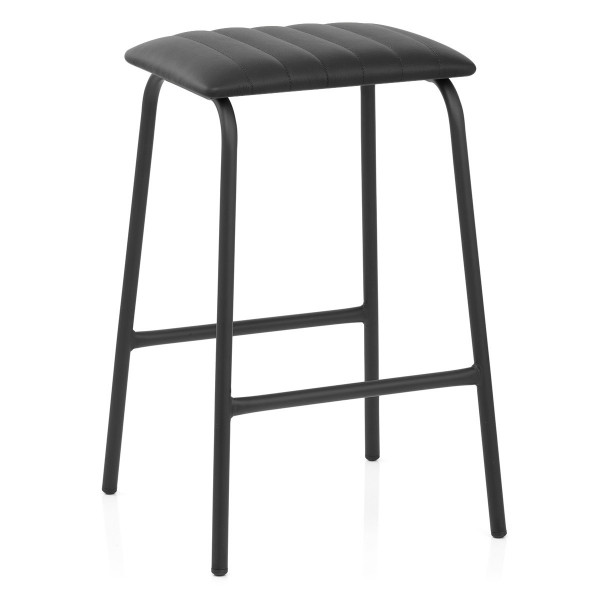 Tabouret Métal Cuir - Sasha Noir