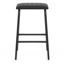 Tabouret Métal Cuir - Sasha Noir