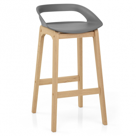 Tabouret de Bar Résine Bois - Crew Gris