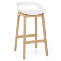 Tabouret de Bar Résine Bois - Crew Blanc