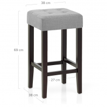  Tabouret de bar Bois Tissu- Oliver Gris