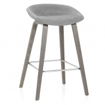 Tabouret de Bar Bois Velours - Epic Gris