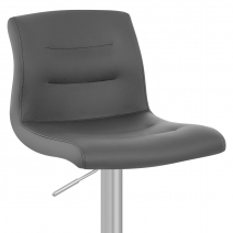 Chaise de Bar Cuir Chrome Brossé - Paradis Deluxe Gris