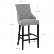 Chaise de Bar Bois Tissu - Ascot Gris