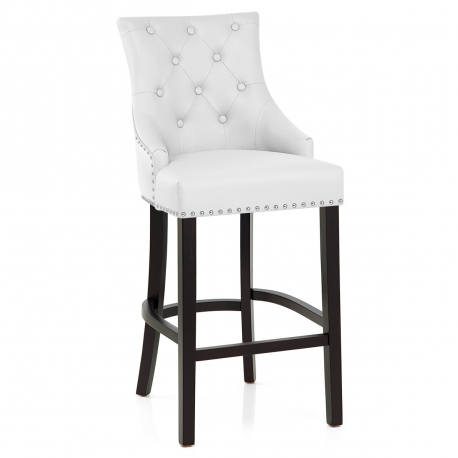 Chaise de Bar Bois Cuir Croûté - Ascot Blanc