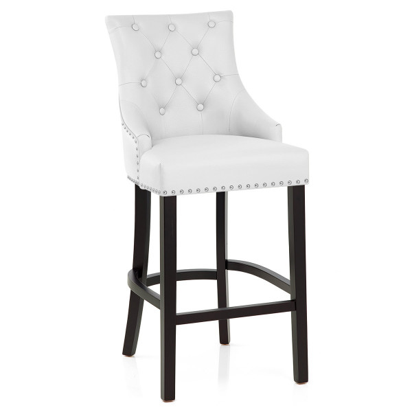 Chaise de Bar Bois Cuir Croûté - Ascot Blanc Chaise de Bar Bois Cuir Croûté - Ascot Blanc