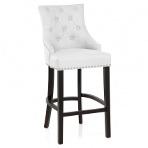 Chaise de Bar Bois Cuir Croûté - Ascot Blanc