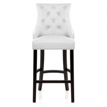 Chaise de Bar Bois Cuir Croûté - Ascot Blanc