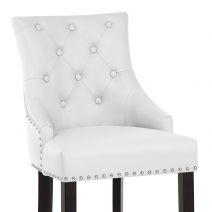 Chaise de Bar Bois Cuir Croûté - Ascot Blanc