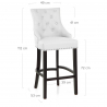 Chaise de Bar Bois Cuir Croûté - Ascot Blanc