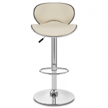 Chaise de Bar Faux Cuir Chrome - Félix Crème