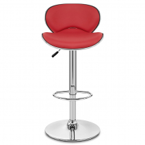 Chaise de Bar Faux Cuir Chrome - Félix Rouge