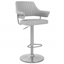 Chaise de Bar Tissu Chrome Brossé - Skyline Gris