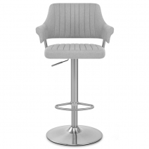 Chaise de Bar Tissu Chrome Brossé - Skyline Gris