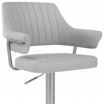 Chaise de Bar Tissu Chrome Brossé - Skyline Gris