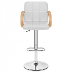 Chaise de Bar Faux Cuir Chrome - Burton Crème