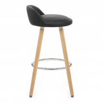 Tabouret de Bar Faux Cuir Bois - Jive Noir