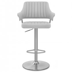 Chaise de Bar Chrome Brossé Faux Cuir - Skyline Vert