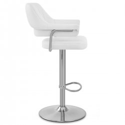 Chaise de Bar Chrome Brossé Faux Cuir - Skyline Vert