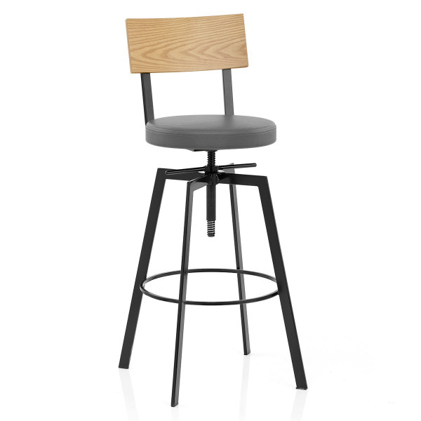 Tabouret de Bar Chêne Faux Cuir - Urban Industrial