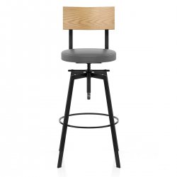 Tabouret de Bar Chêne Faux Cuir - Urban Industrial