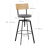 Tabouret de Bar Chêne Faux Cuir - Urban Industrial