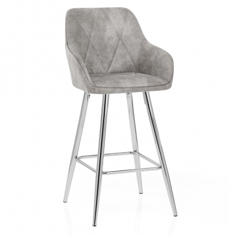 Chaise de bar Daim Chrome - Mason Gris