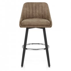 Tabouret de Bar Simili Daim Chrome - Hamilton Marron