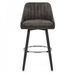 Tabouret de Bar Simili Daim Chrome - Hamilton Gris