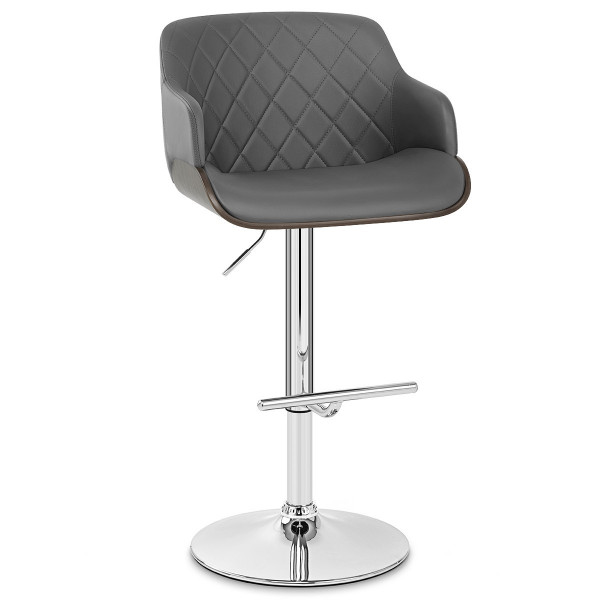 Chaise de Bar Faux Cuir Chrome - Dakota Gris