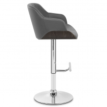 Chaise de Bar Faux Cuir Chrome - Dakota Gris