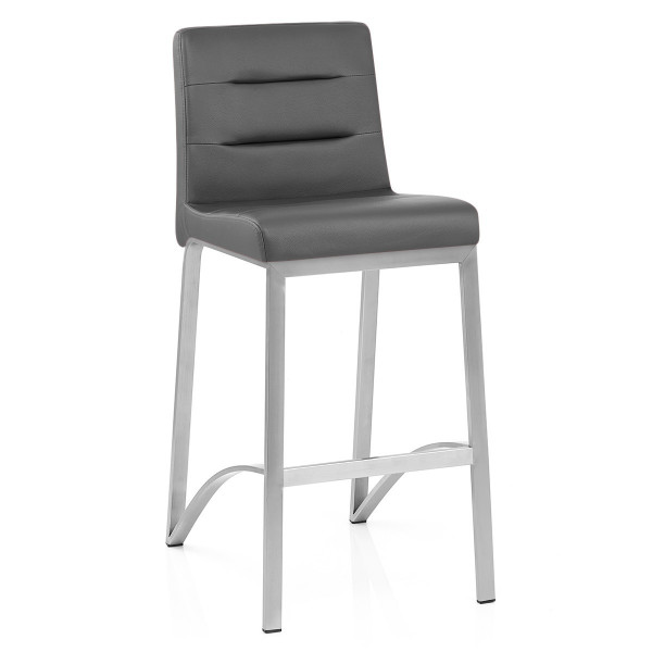 Tabouret Faux Cuir Chrome Brossé - Stella