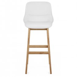 Tabouret de Bar Bois Faux Cuir - Miami Blanc