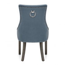 Chaise Bois Gris Tissu - Ascot Bleu