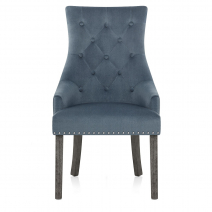 Chaise Bois Gris Tissu - Ascot Bleu