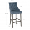 Chaise de Bar Bois Gris Tissu - Ascot Bleu