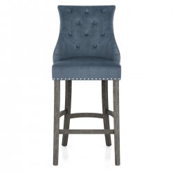 Chaise de Bar Bois Gris Tissu - Ascot Bleu