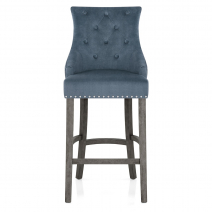 Chaise de Bar Bois Gris Tissu - Ascot Bleu