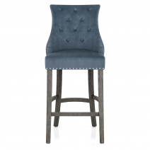 Chaise de Bar Bois Gris Tissu - Ascot Bleu