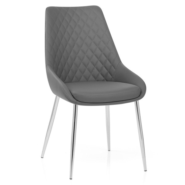 Chaise Chrome Faux Cuir - Liberty Gris Foncé Chaise Chrome Faux Cuir - Liberty Gris Foncé