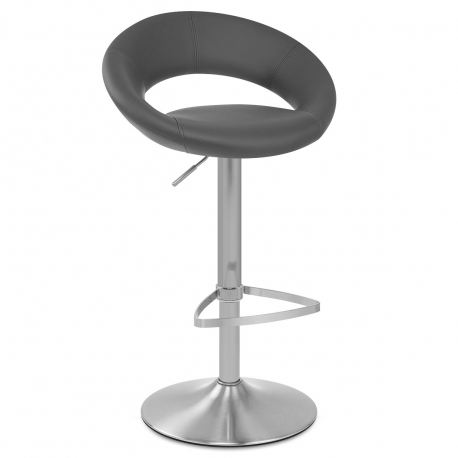 Chaise de Bar Faux Cuir Chrome Brossé - Crescent Matelassé